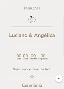 site convite de casamento elegante dourado com lista de presentes