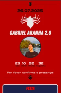 convite de aniversario digital interativo do homem aranha