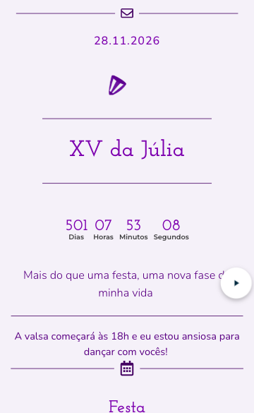 Modelo de convite Evento Roxo