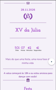 modelo de convite de 15 anos roxo para editar