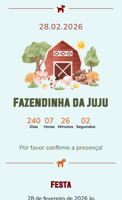 Modelo de convite Fazendinha