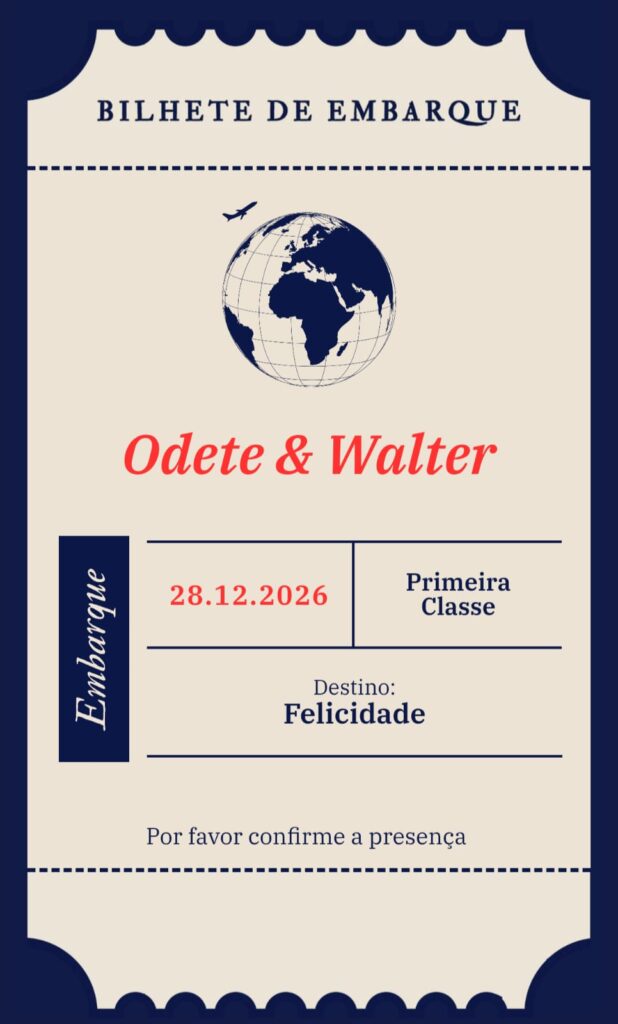 Modelo de convite Bilhete de Embarque