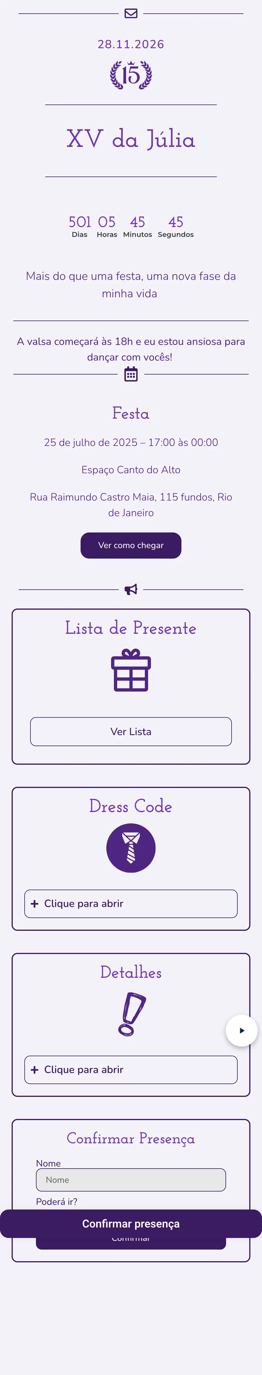 modelo de convite de 15 anos roxo para editar gratis