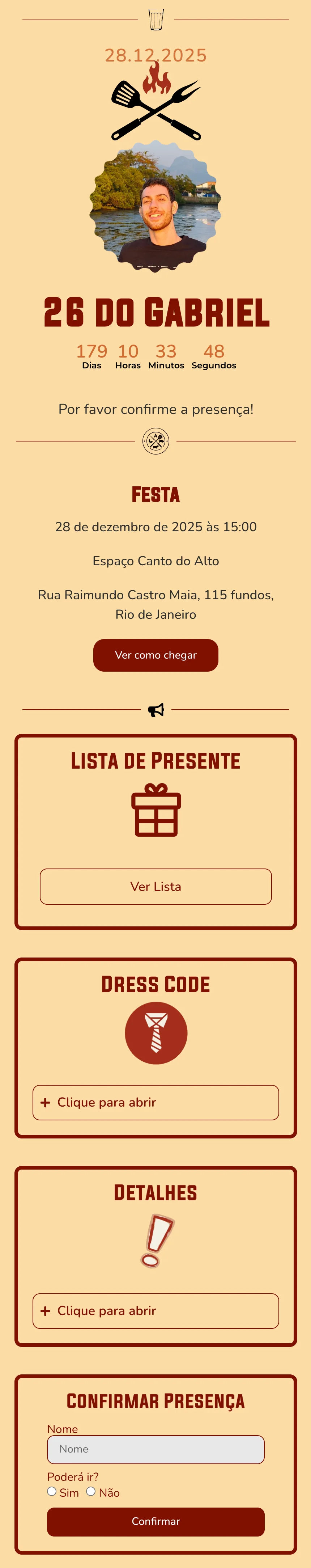 convite de churrasco de anversario com confirmacao de presenca