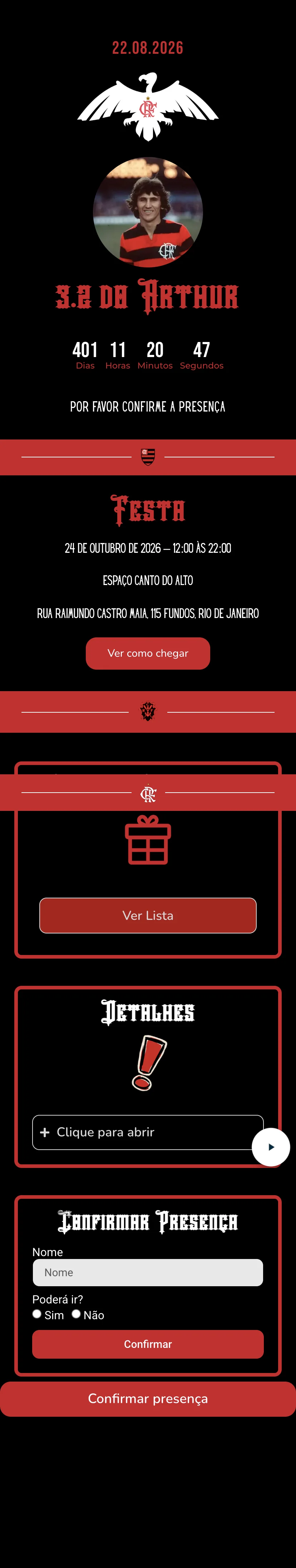 convite de aniversario do flamengo para editar