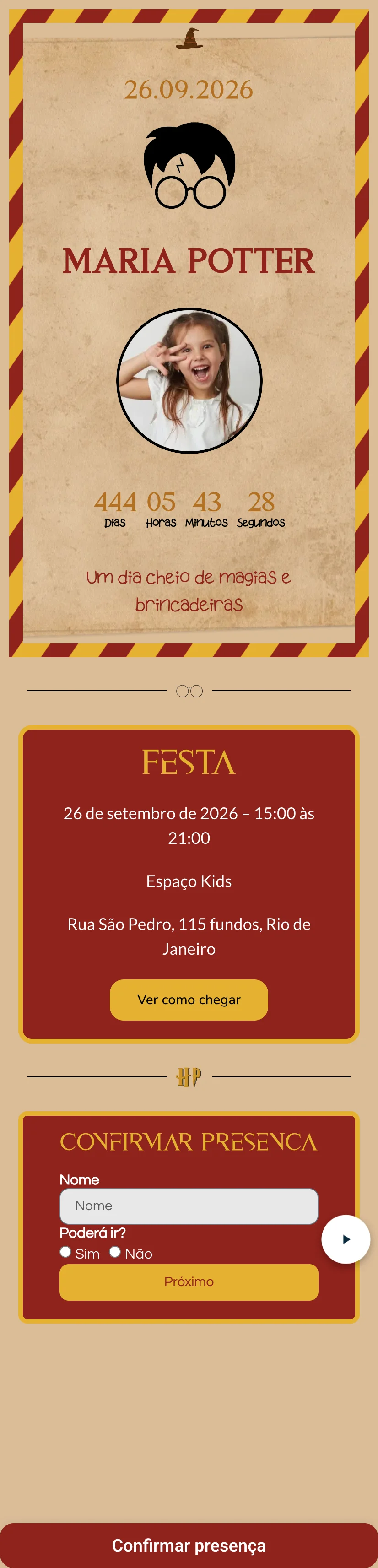 convite harry potter