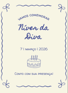 convite azul de aniversario feminino