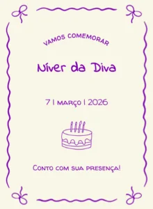 convite roxo feminino