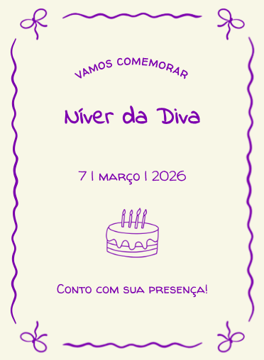 Modelo de convite Festa Roxa