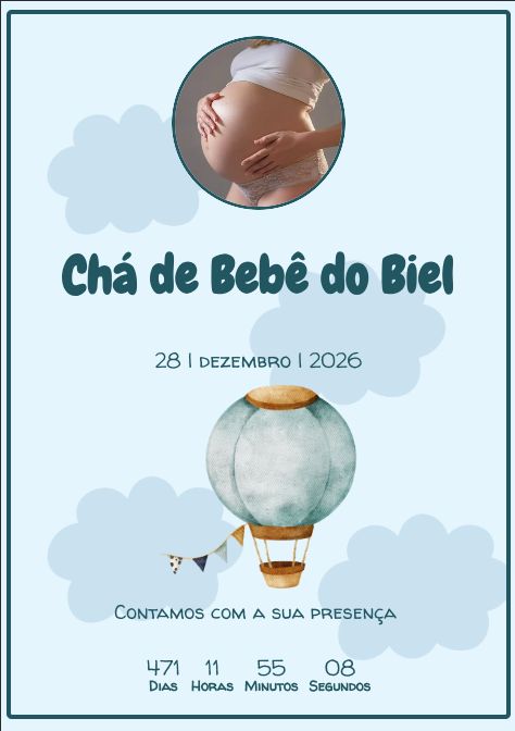 Modelo de convite Chá de Bebe Menino