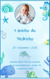 convite infantil fundo do mar com confirmação de presença