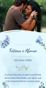 convite azul floral de casamento