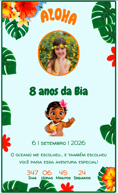 Modelo de convite Moana