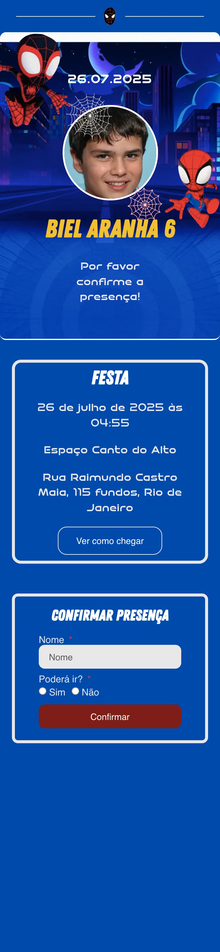 convite homem aranha infantil