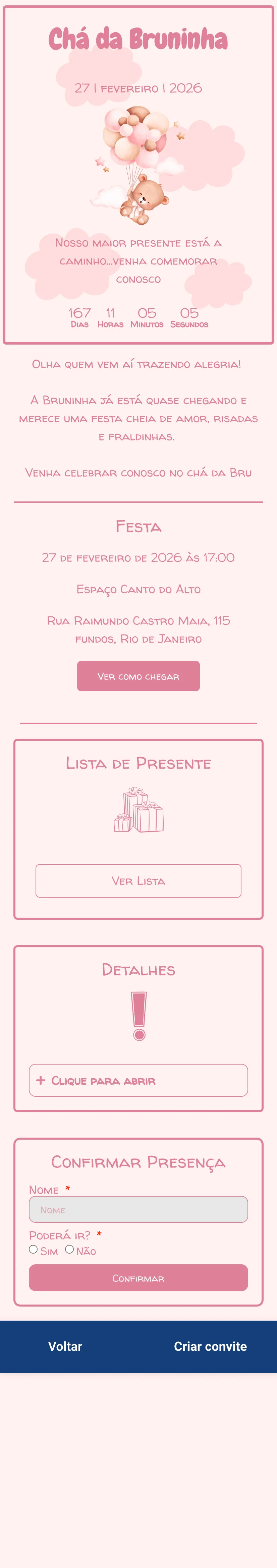 convide de cha de bebe para menina e infantil