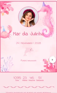 convite fundo do mar rosa para menina