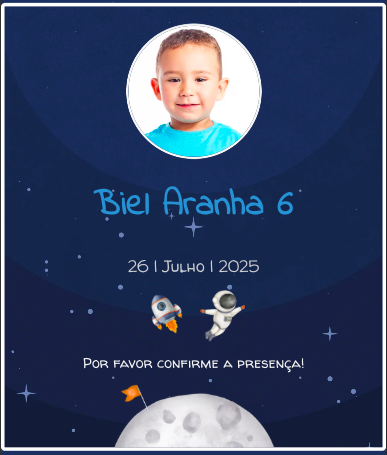 Modelo de convite Astronauta