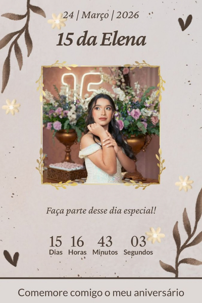 Modelo de convite Floral Marrom