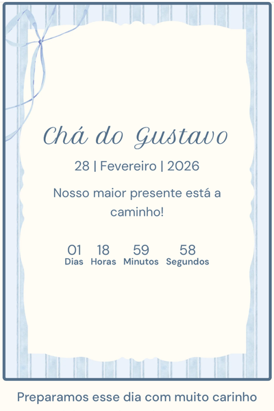 Modelo de convite Chá de Bebe Azul Listrado