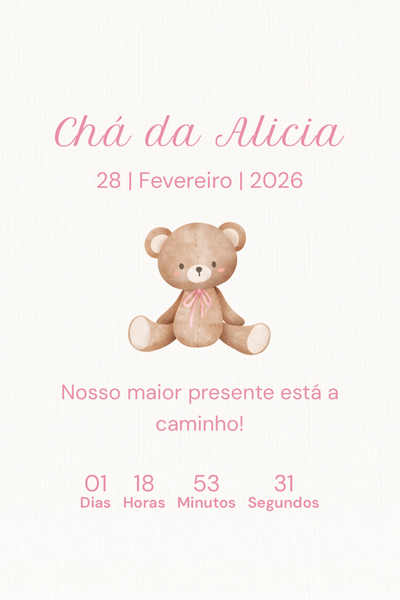Modelo de convite Chá de Bebe Rosa Suave