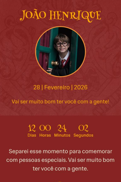 Modelo de convite Harry Potter Grifinória