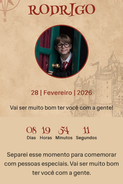 Modelo de convite Harry Potter Mapa