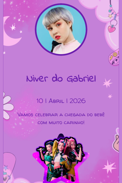 Modelo de convite Guerreiras do K-Pop