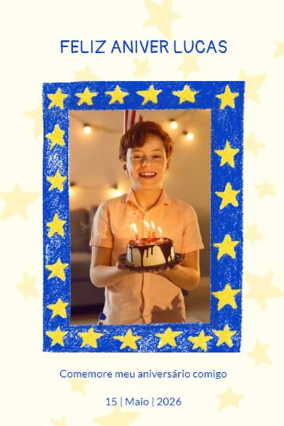 Modelo de convite Aniversário Estrela