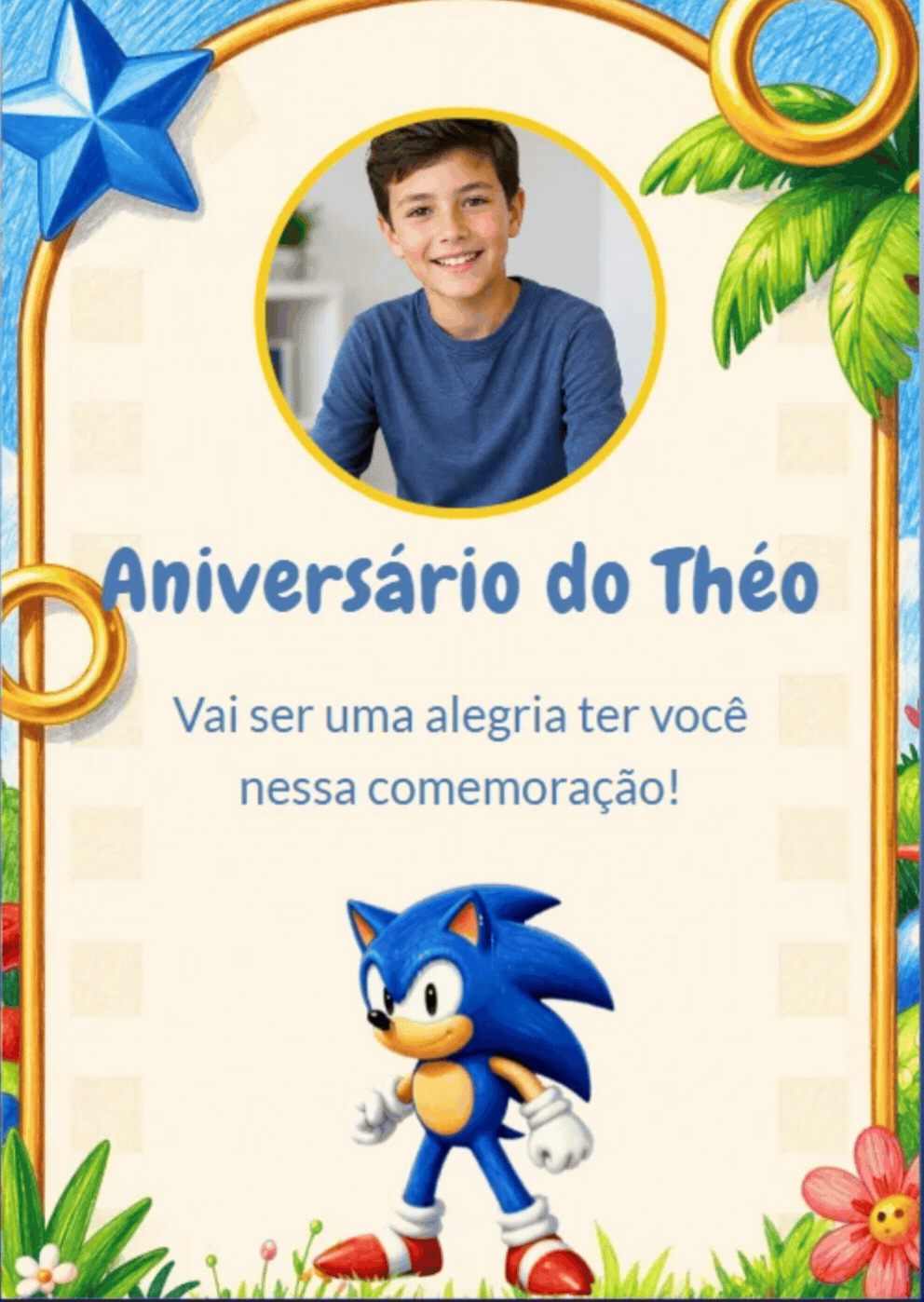 Modelo de convite Sonic
