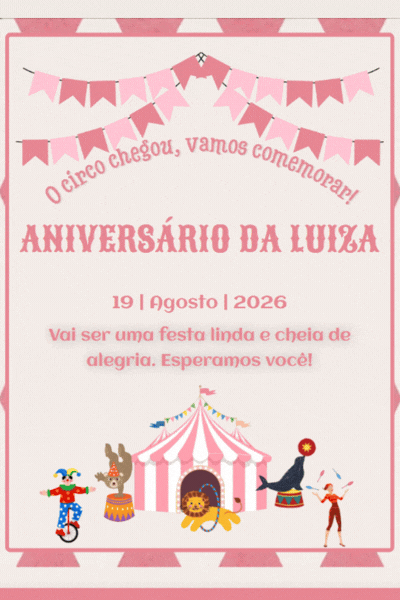 Modelo de convite Circo Rosa