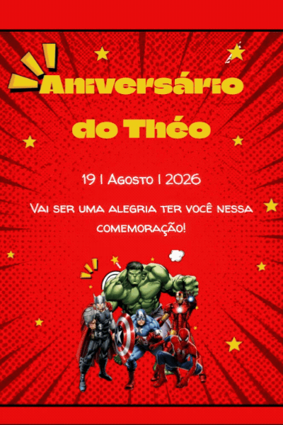 Modelo de convite Vingadores