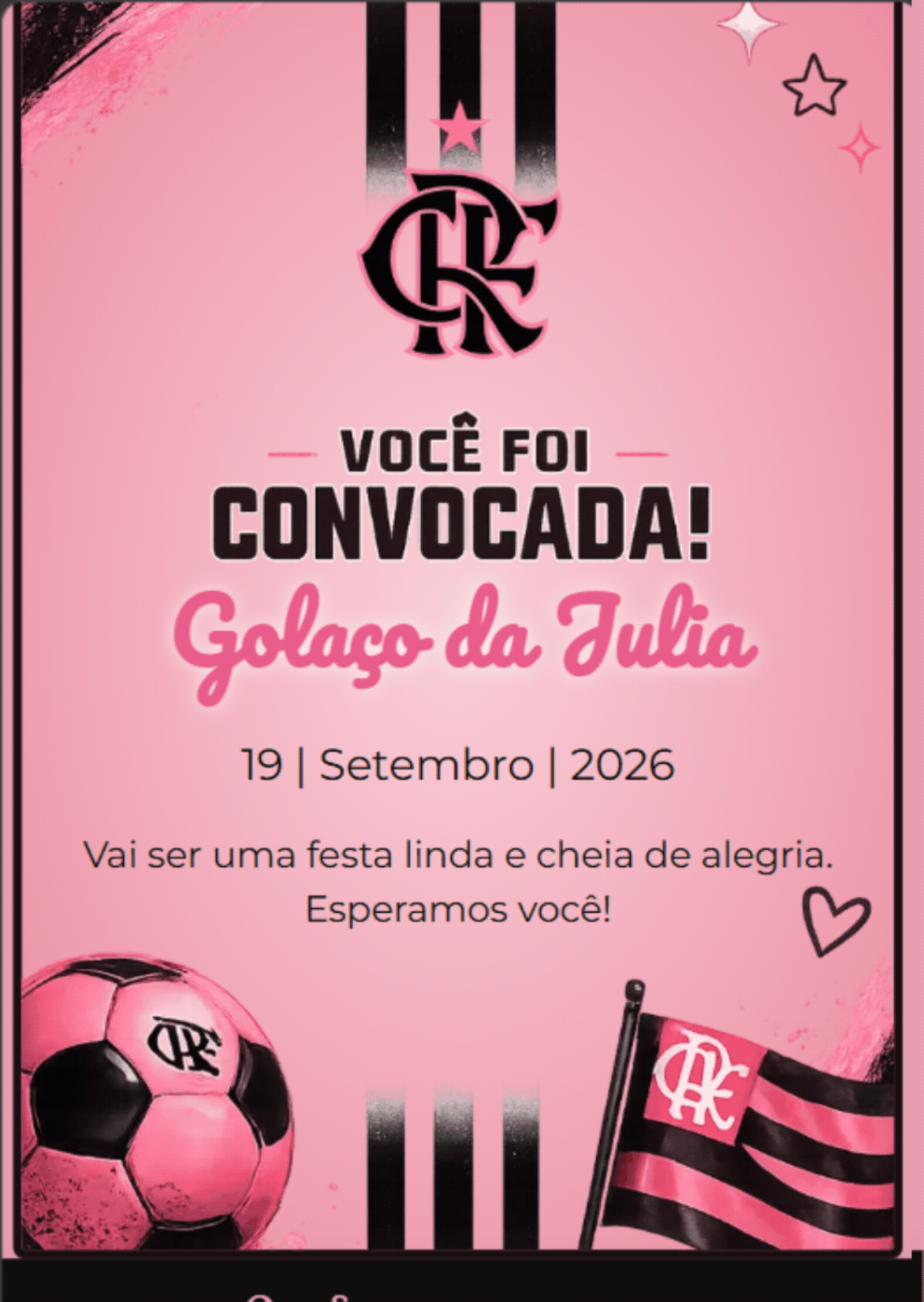 Modelo de convite Flamengo Rosa