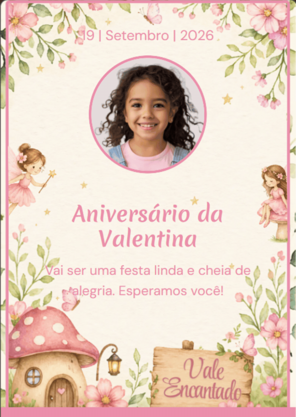 Modelo de convite Fadinha