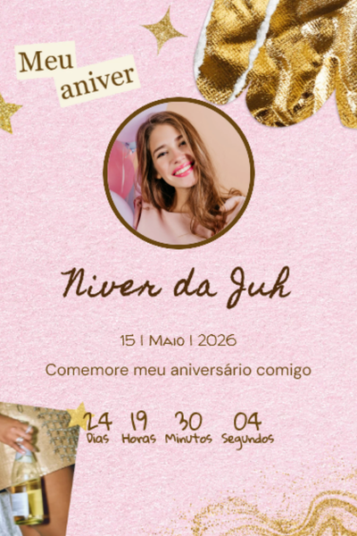 Modelo de convite Colagem Dourada
