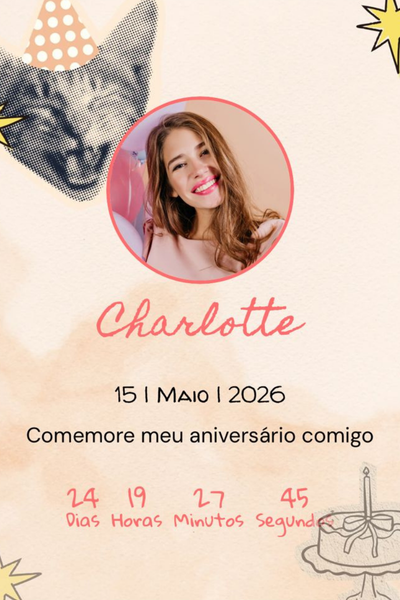 Modelo de convite Colagem Gato