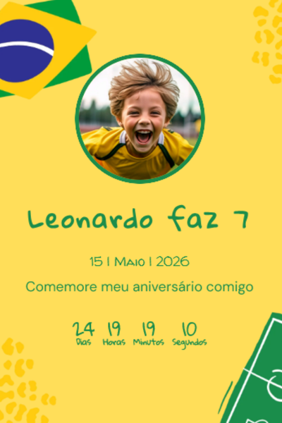 Modelo de convite Aniversário Copa Seleção