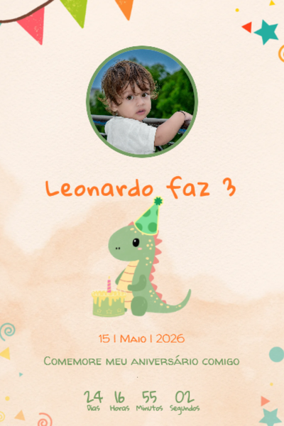 Modelo de convite Dinossauro Infantil 01