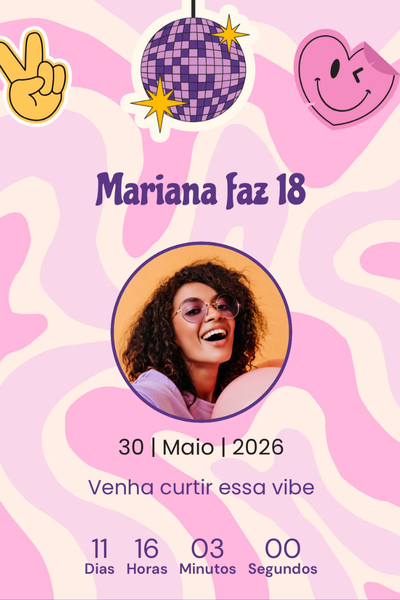 Modelo de convite Anos 90 Colorido