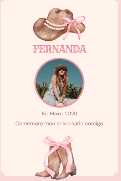 Modelo de convite Cowgirl