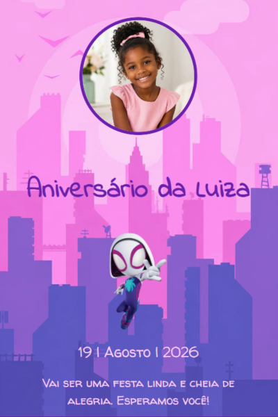 Modelo de convite Homem Aranha Rosa