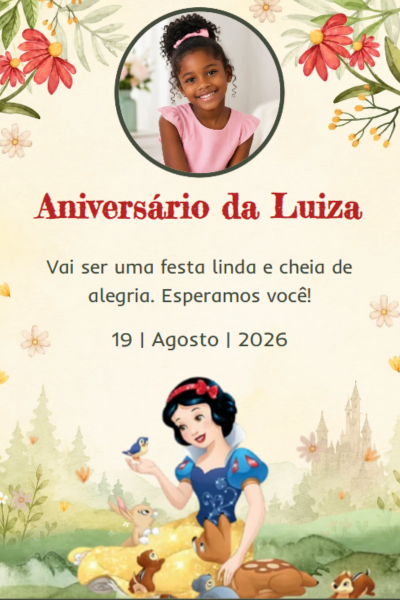 Modelo de convite Branca de Neve