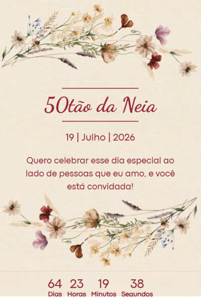 Modelo de convite Floral Vinho Elegante